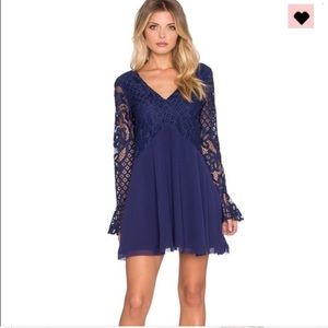 Tularosa Blue Lace Bell Sleeve Dress XS NWT